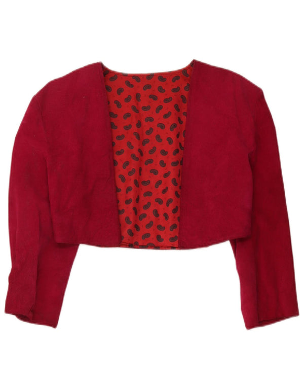 Vintage dame 3/4 ærmet Bolero jakke UK 12 Medium Rød