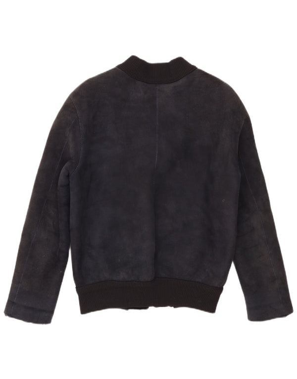 CPL1953 Dame Bomber Shearling Jacket UK 20 2XL Navy Blue Shearling