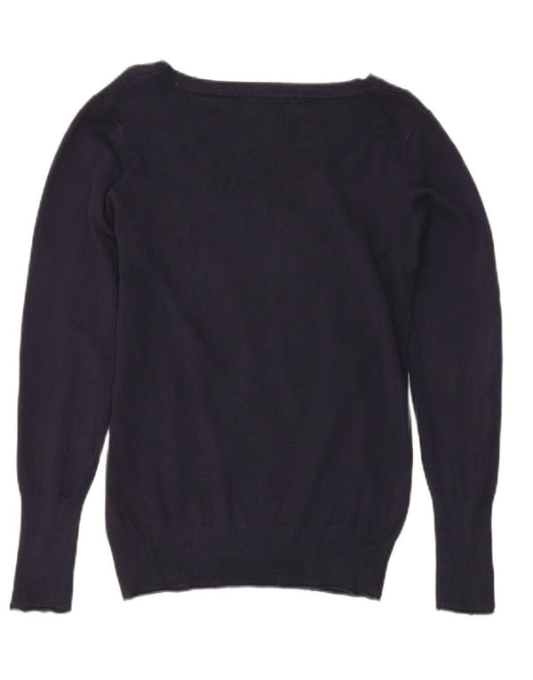 Guess Dame V-hals sweater UK 12 Medium Navy Blue