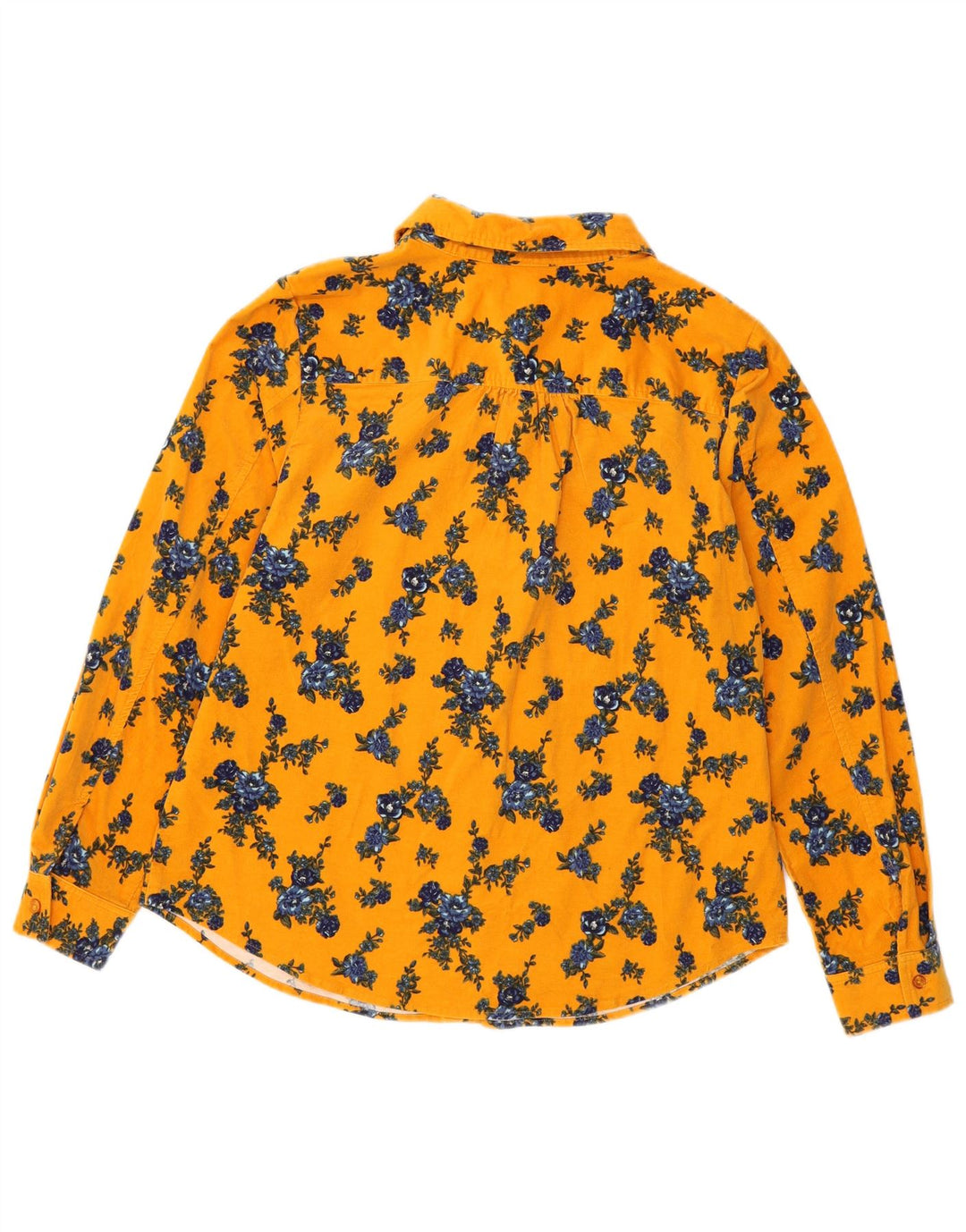 Denim & Co Dame fløjlsskjorte UK 16 Large Yellow Floral Cotton