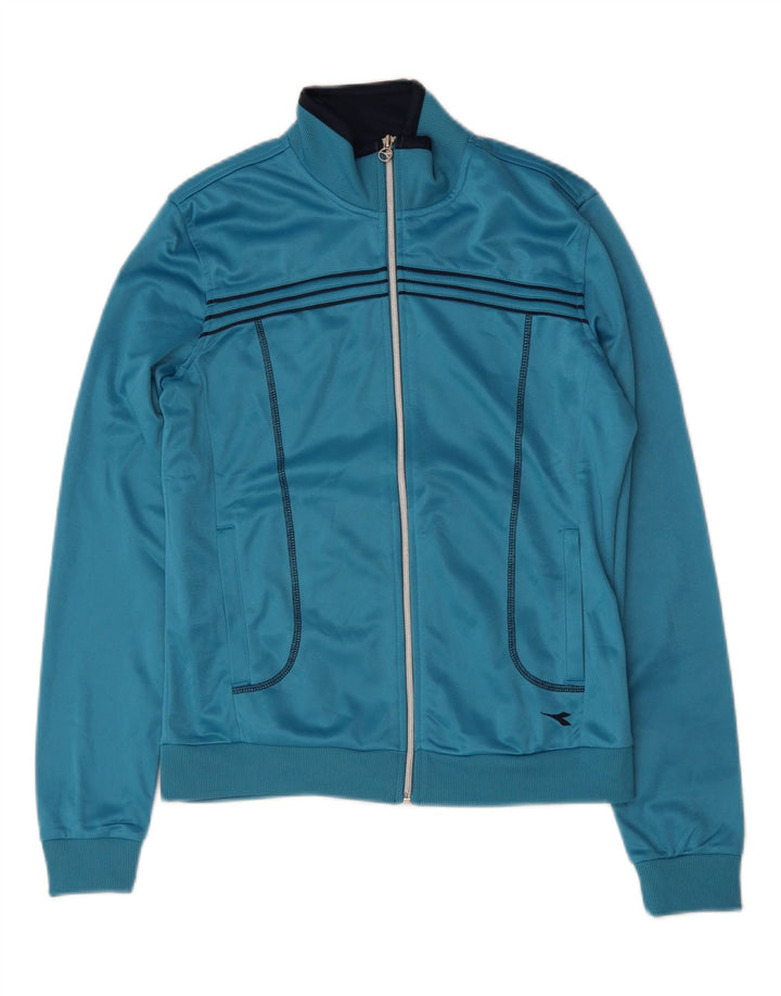 DIADORA Womens Tracksuit Top Jacket UK 14 Medium Blue Polyester Vintage Diadora and Second-Hand Diadora from Messina Hembry 