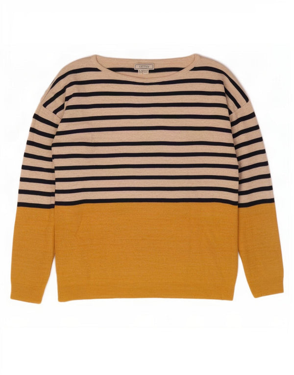Fat Face Dame Boat Neck Jumper Sweater UK 10 Small Gulstribet