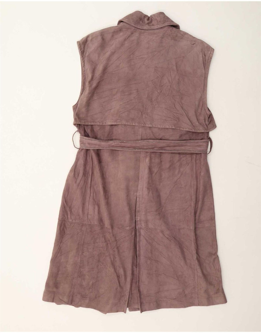 Brunello Cucinelli Dame Ærmeløs Ruskind Trench Coat IT 42 Medium Brun