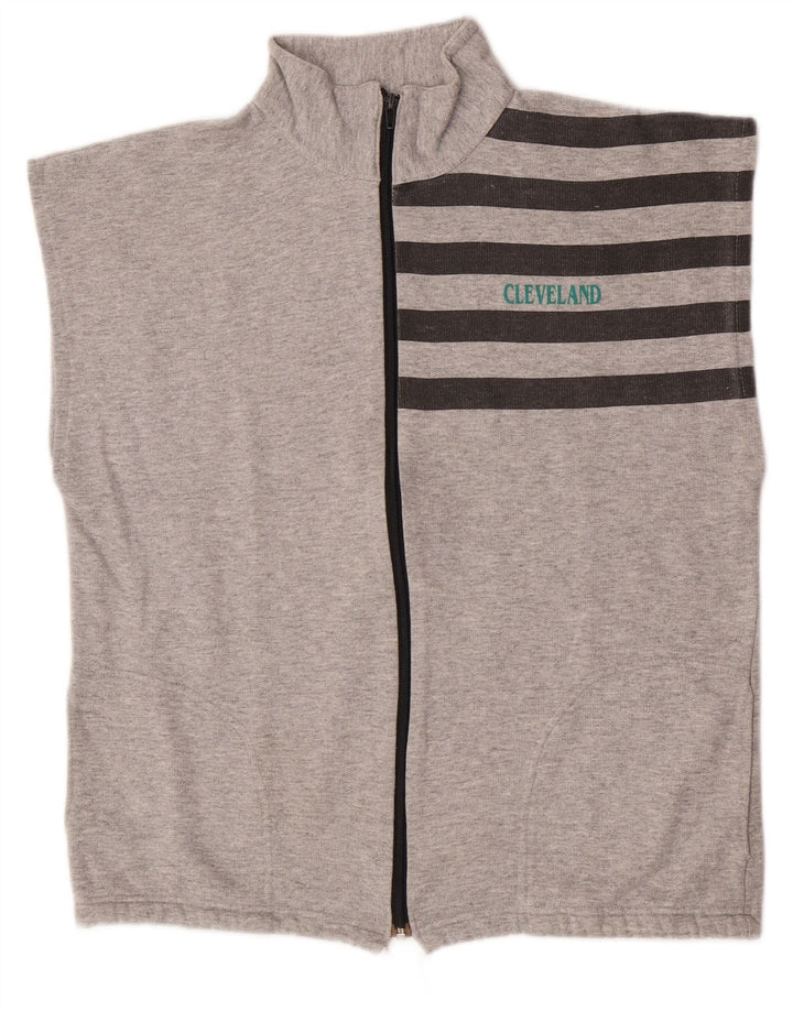 Vintage herre ærmeløs træningsdragt topjakke mellem grå stribet