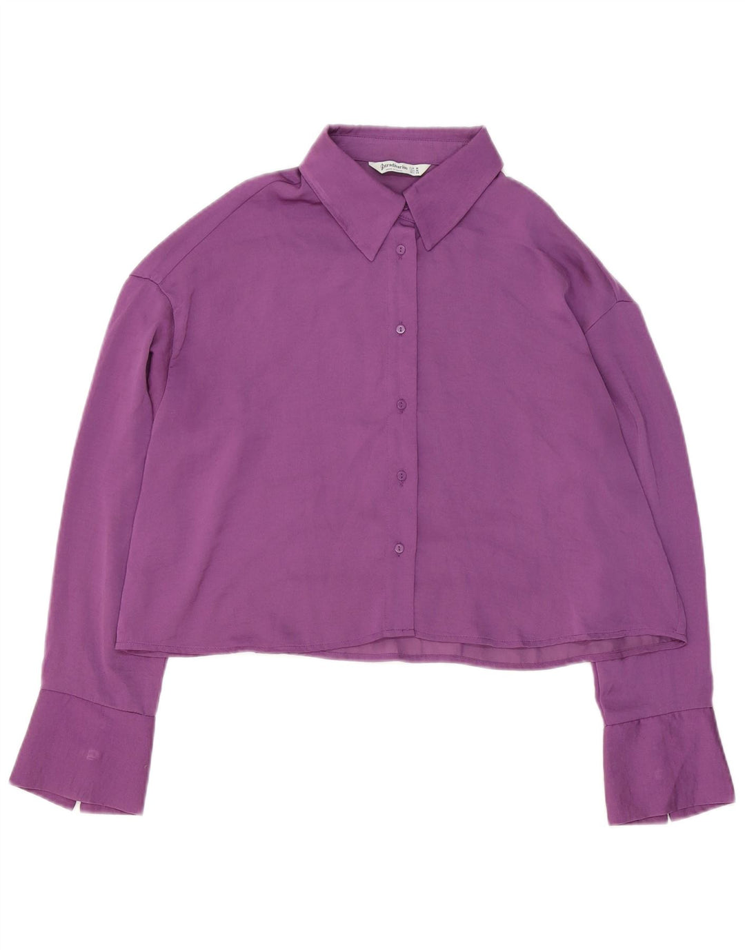 Stradivarius Womens Crop Oversized skjortebluse UK 14 Medium Purple