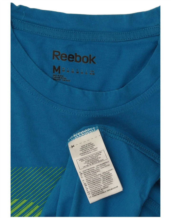 Reebok Herre grafisk T-shirt top mellemblå bomuld