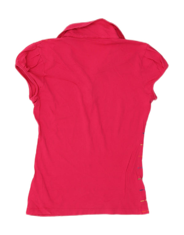 Puma Dame Polo Shirt UK 14 Stor Pink Stribet
