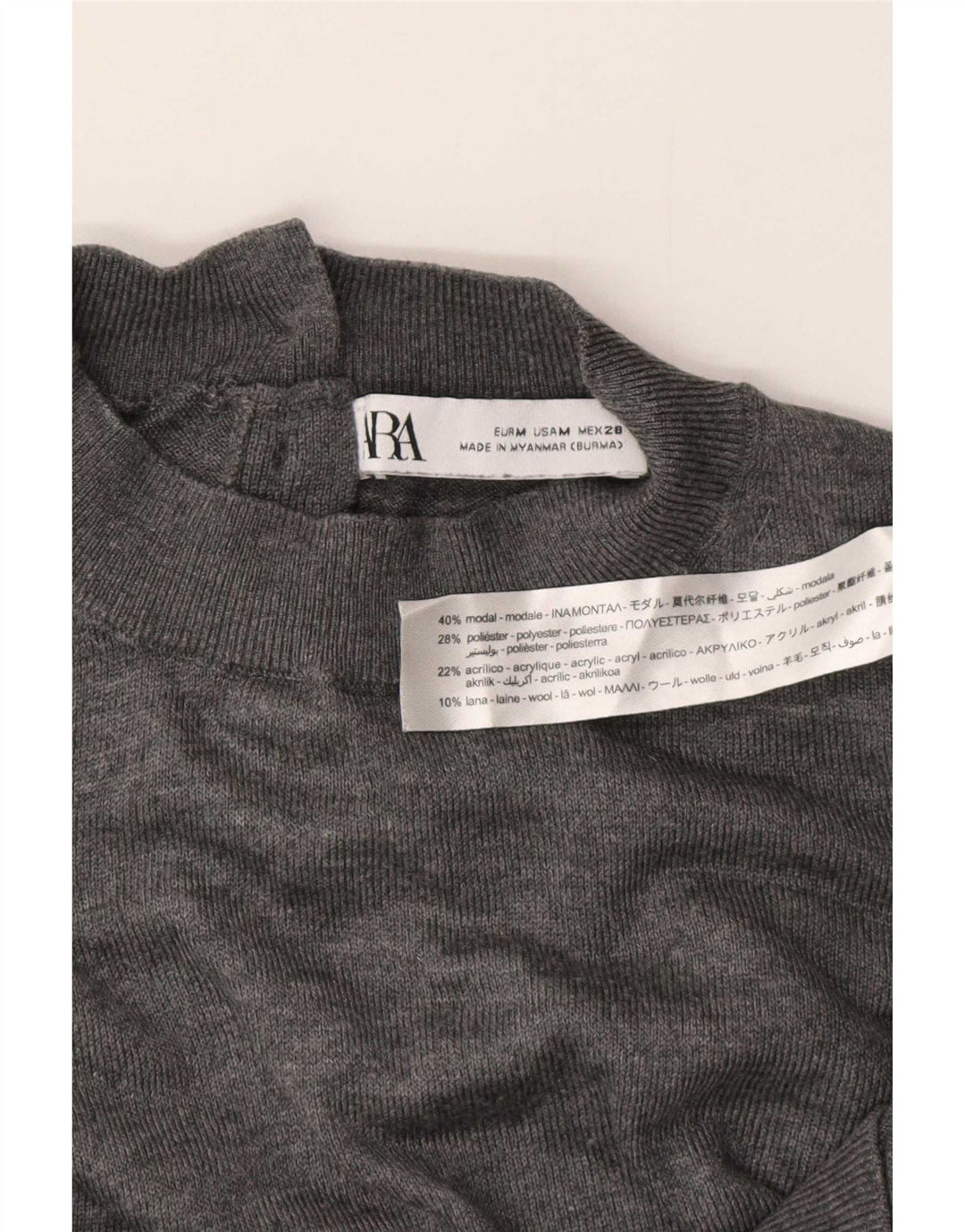 Zara Dame Turtle Neck Jumper Sweater UK 14 Medium Grey Modal