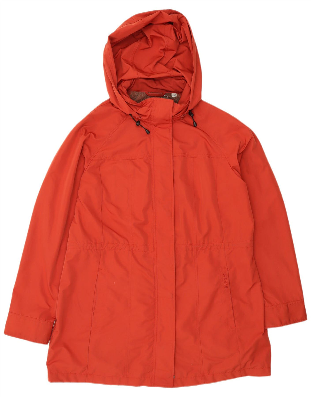 ORVIS Regnfrakke med hætte til kvinder UK 16 Large Orange Polyester
