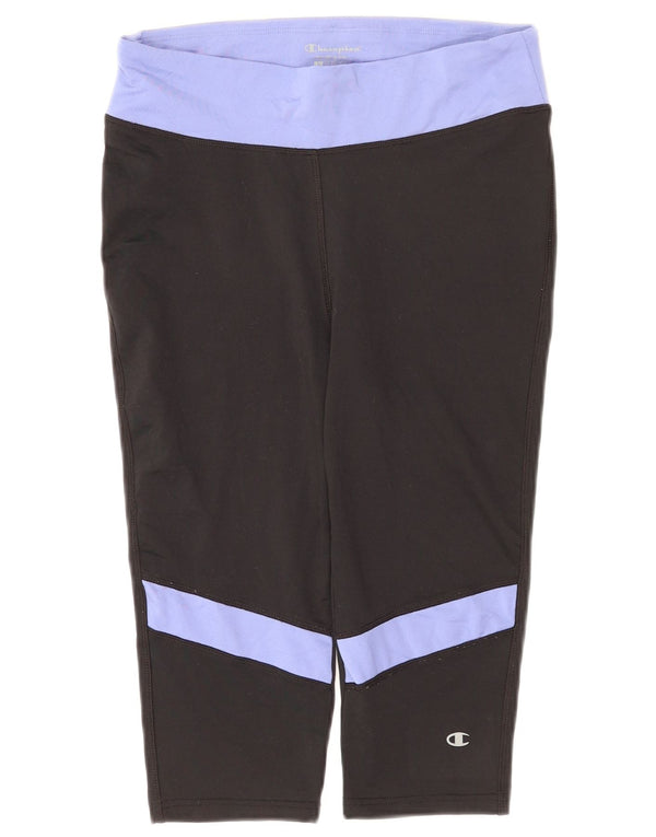Champion Womens Bermuda Sport Shorts UK 14 Large Black Colourblock