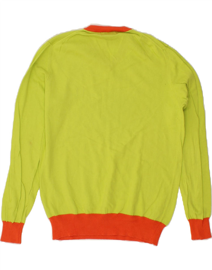 REFRIGIWEAR Womens V-Neck Jumper Sweater UK 14 Medium Green Colourblock Vintage Refrigiwear and Second-Hand Refrigiwear from Messina Hembry 