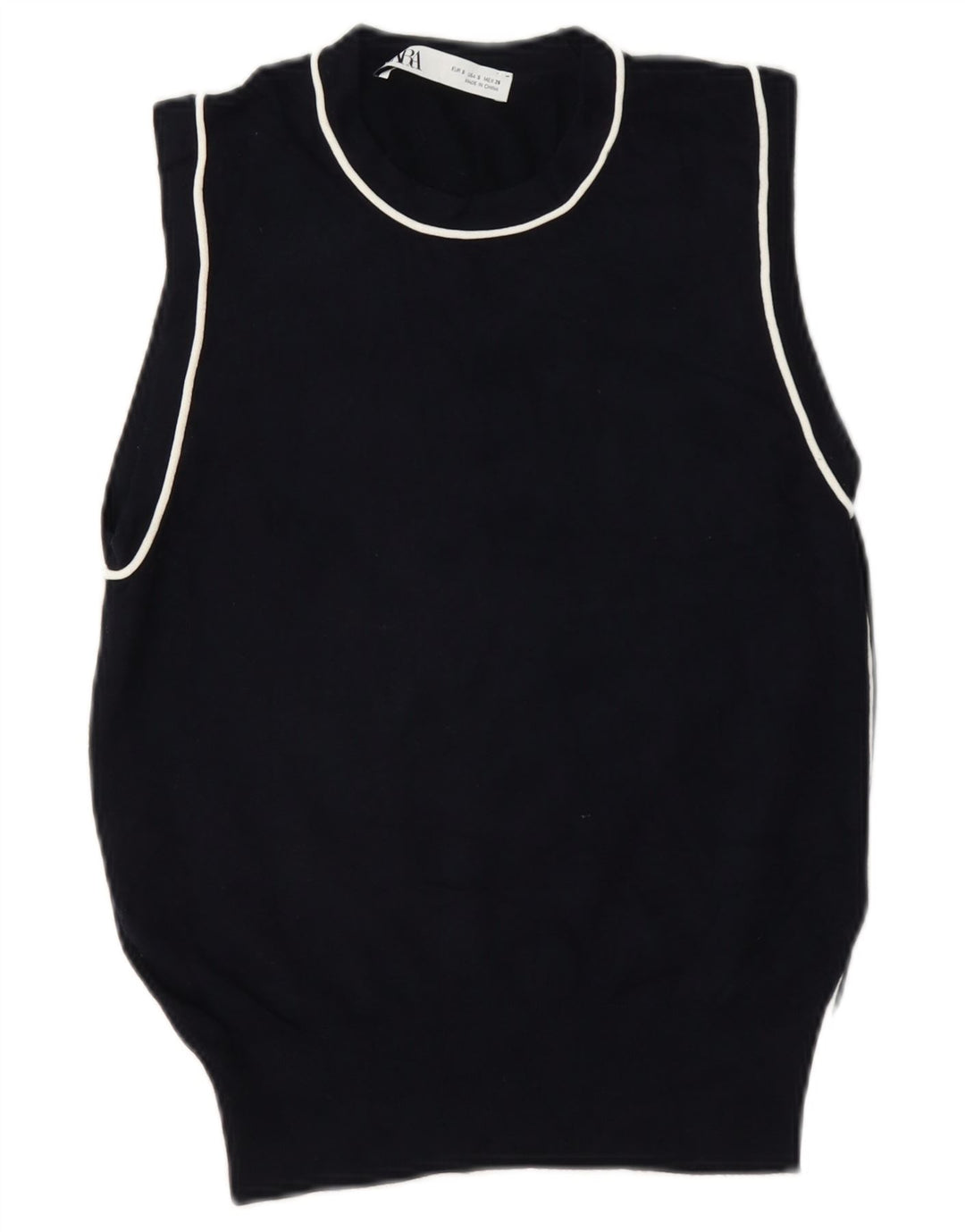 Zara Dame Vest Tank Top UK 10 Small Black Viscose
