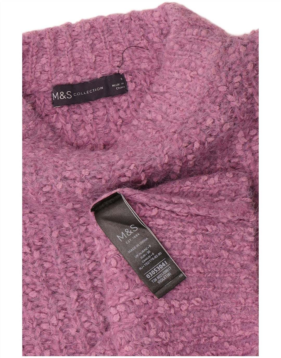 Marks & Spencer Dame Boat Neck Jumper Sweater UK 8 Small Purple Polyester