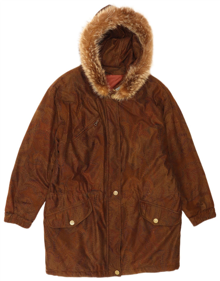 Vintage Dame Hætte Oversized Windbreaker Coat EU 42 Large Brown
