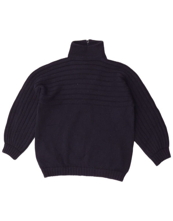Vintage dame cardigan sweater med fuld lynlås UK 16 Large Navy Blue