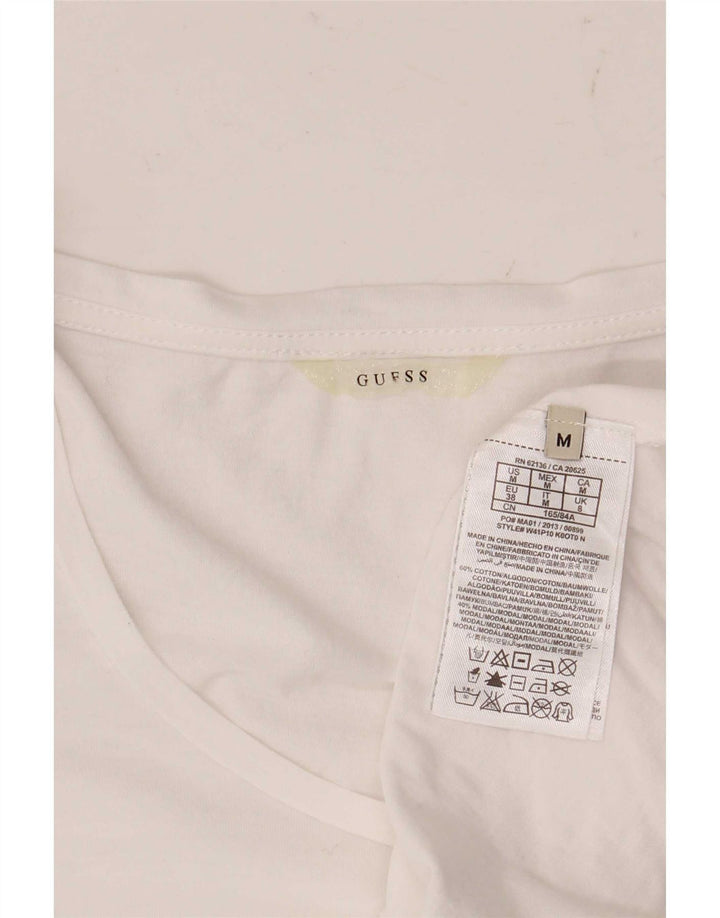Guess T-shirt top til kvinder UK 8 Lille hvid bomuld