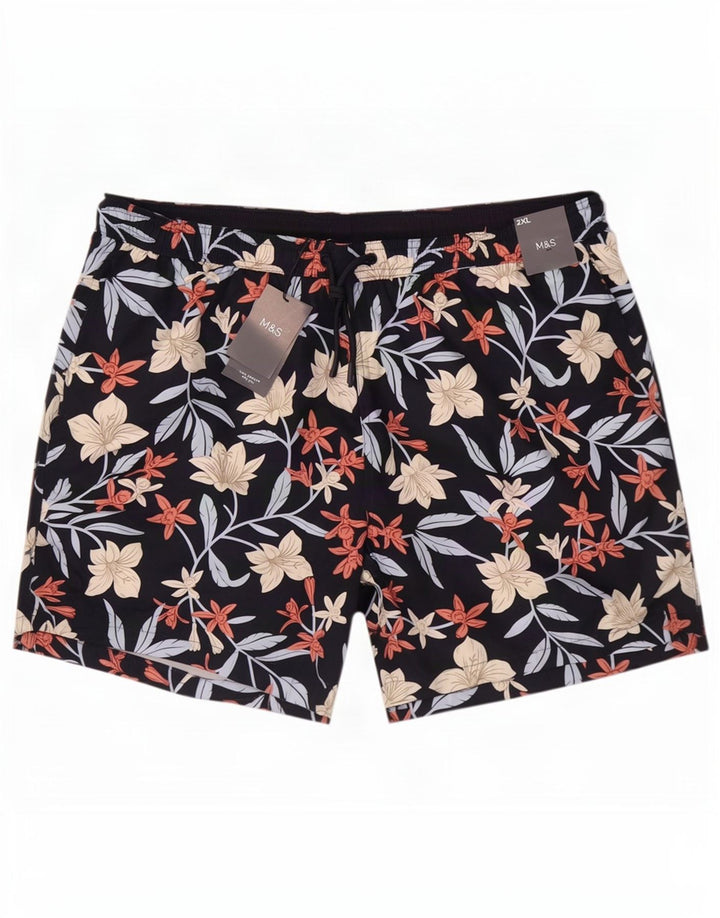 Marks & Spencer Badeshorts til mænd 2XL sort blomstret polyester