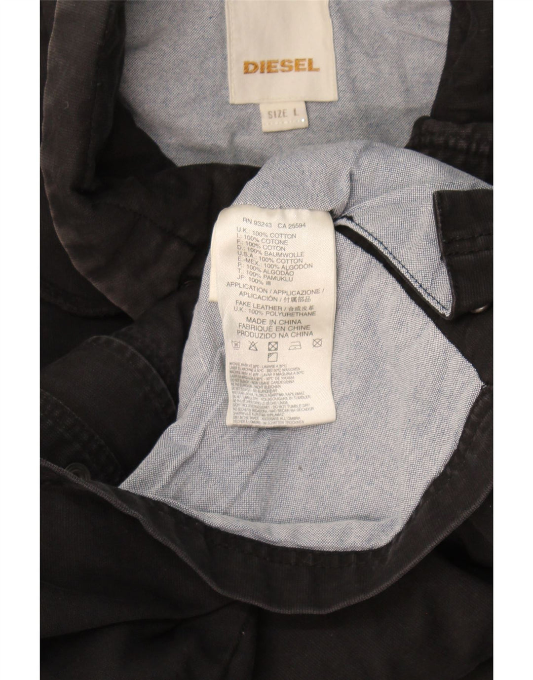 Diesel Herre Military Jacket UK 40 Large Black Cotton