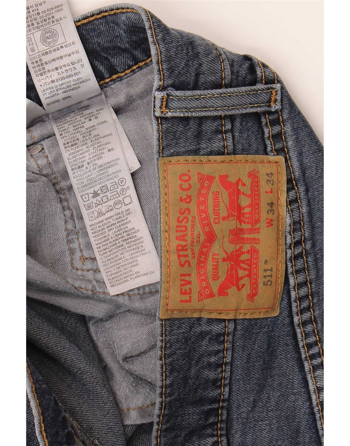 Levi's Herre 511 Slim Jeans W34 L34 Marineblå Bomuld