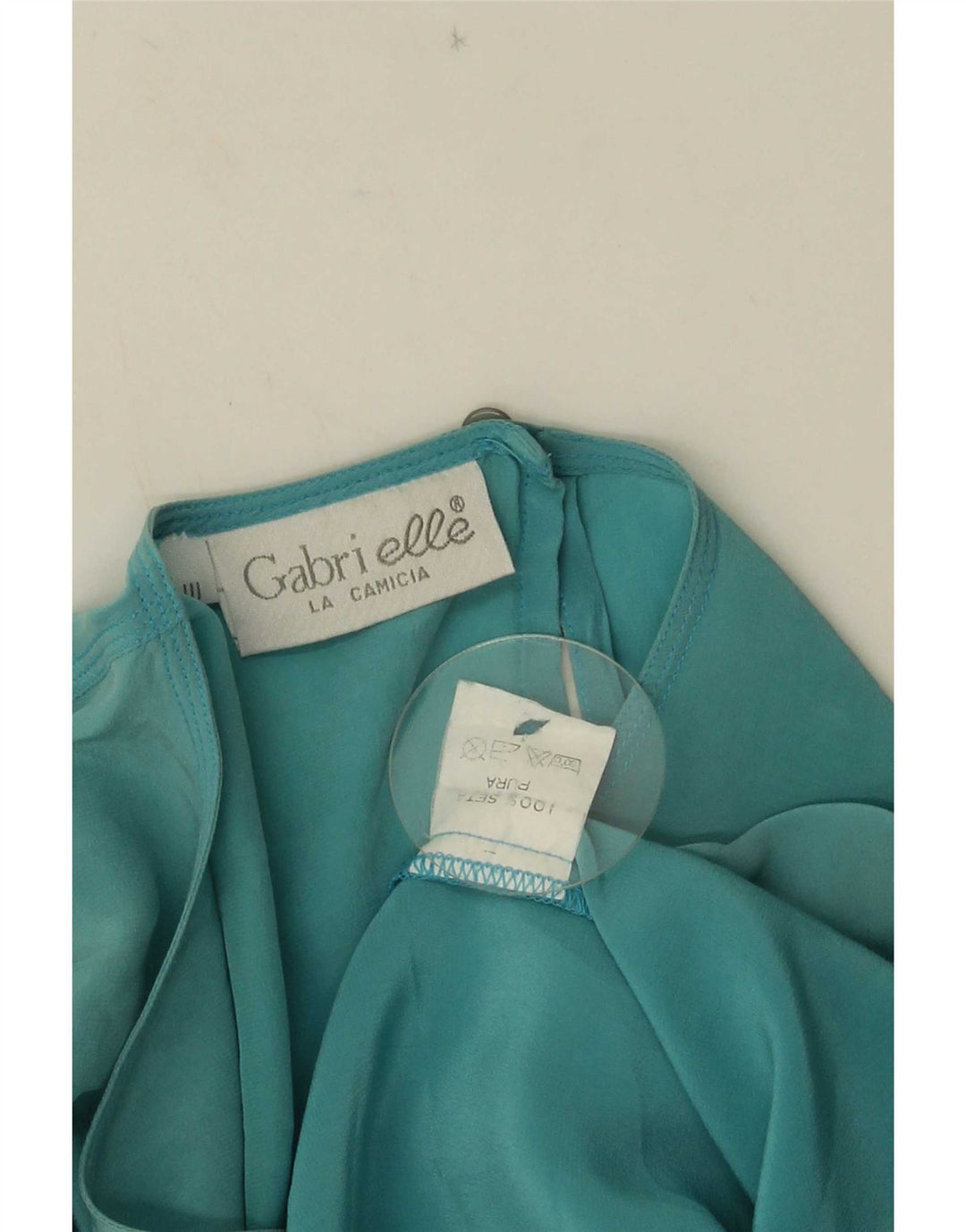 Gabri elle La Camicia Dame Bluse Top UK 16 Large Blue Silk