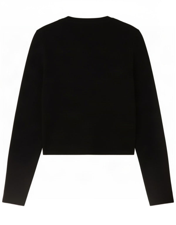Zara Womens Crop Top Langærmet UK 14 Large Black Viscose