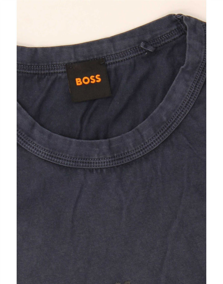 Hugo Boss Herre T-Shirt Top Medium Marineblå Bomuld