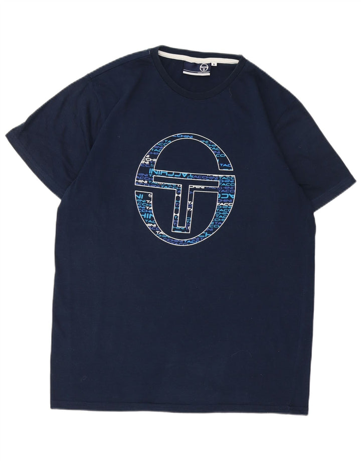 SERGIO TACCHINI Herre grafisk T-shirt Top Lille marineblå polyester