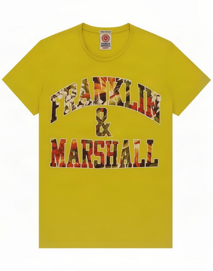 Franklin & Marshall Herre grafisk T-shirt Top Medium Gul Bomuld