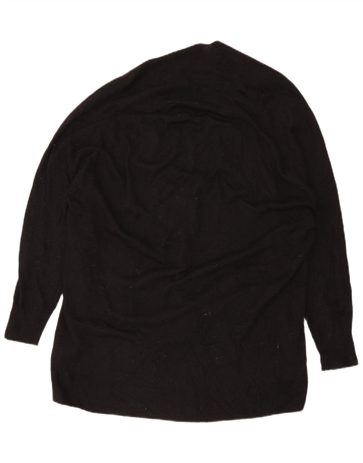 Zara Dame Oversized Cardigan Sweater UK 10 Small Black Wool