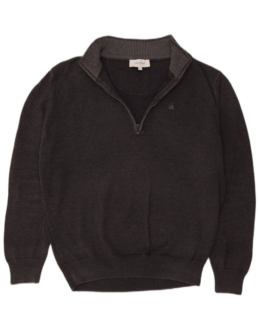 Calvin Klein Herre Zip Neck Jumper Sweater XL Grå Bomuld