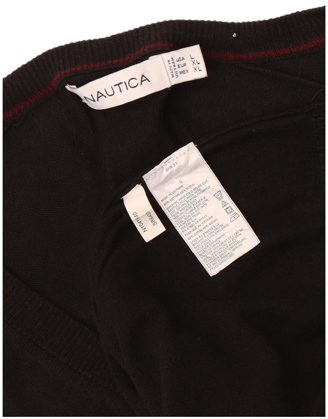 Nautica Herre V-hals sweater Stor sort bomuld