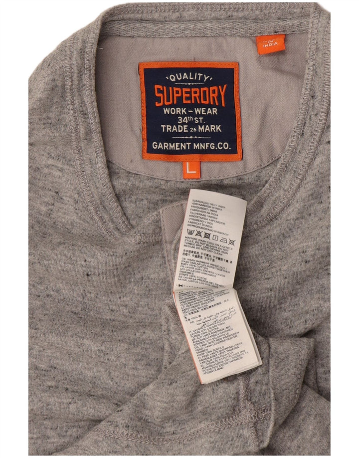 Superdry T-shirt top til mænd, stor grå flækket bomuld