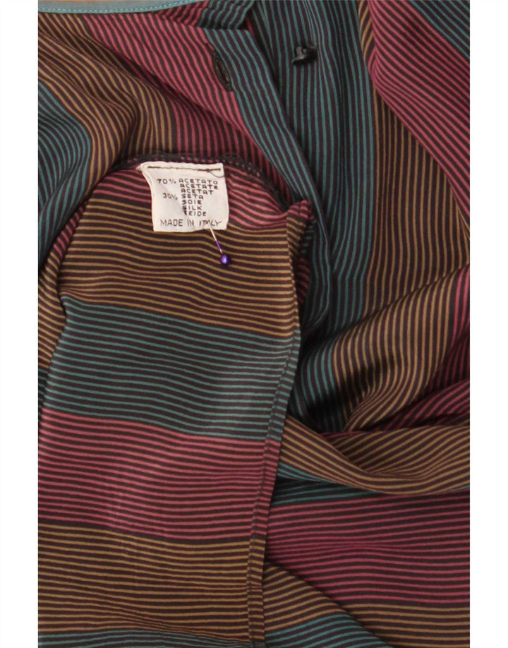 Vintage dameskjorte bluse IT 46 Stor flerfarvet stribet acetat
