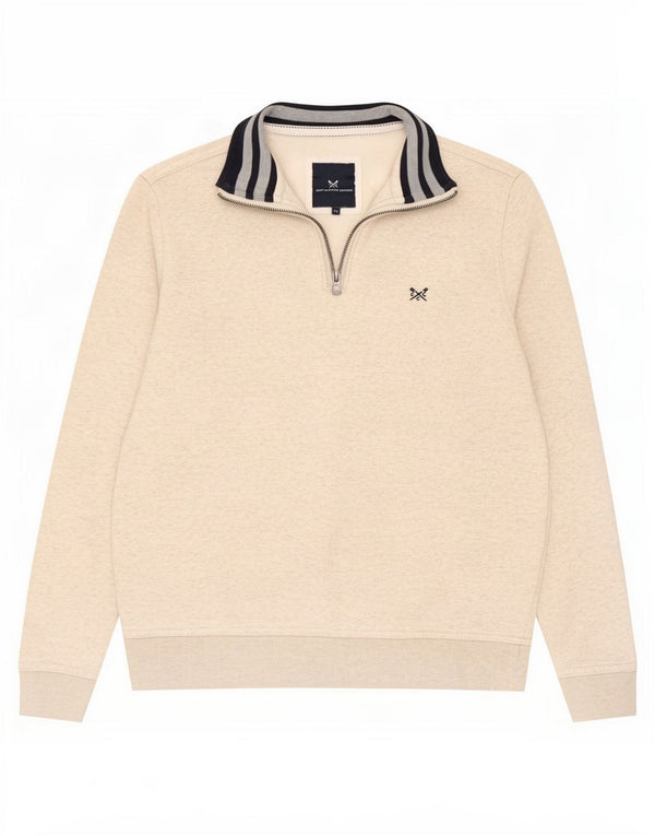 Besætningstøj Herre lynlås-hals sweater Jumper Medium Beige Flecked Bomuld