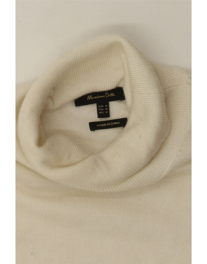 MASSIMO DUTTI Dame Rullehals Sweater UK 12 Medium White
