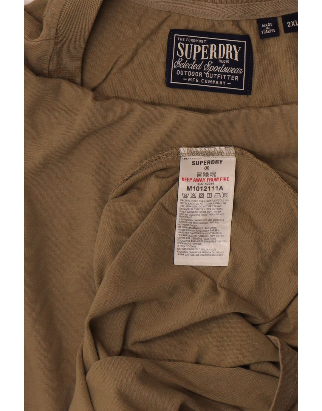 Superdry Grafisk T-shirt top til mænd 2XL Khaki Bomuld