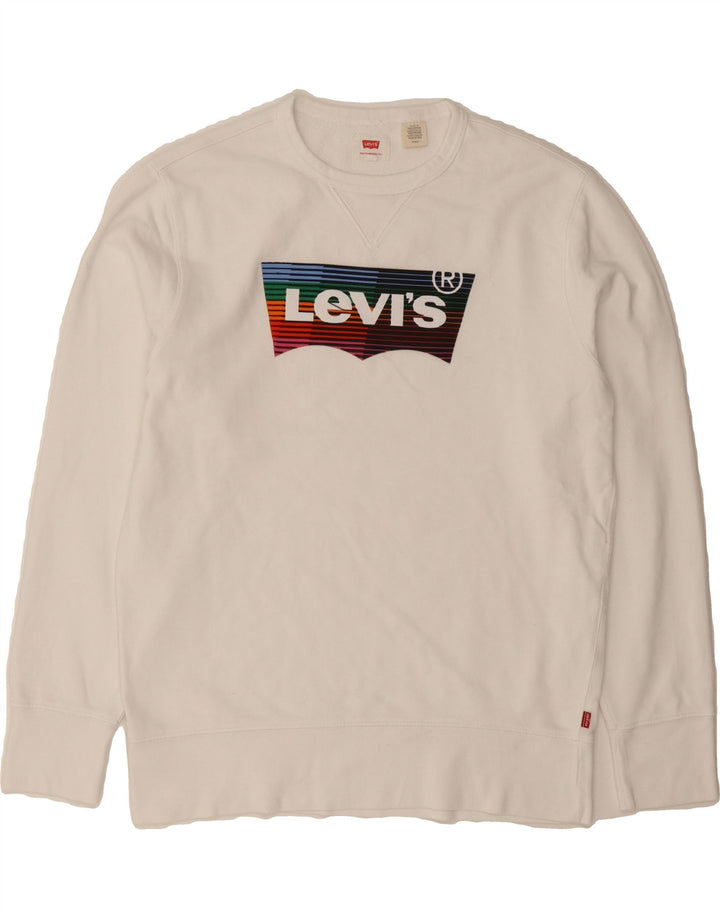LEVI'S Mens Sweatshirt Jumper Small White Cotton Vintage Levi's and Second-Hand Levi's from Messina Hembry 