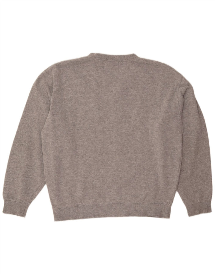 FILA Dame Grafisk Oversized Sweatshirt Jumper UK 14 Medium Grey Flecked