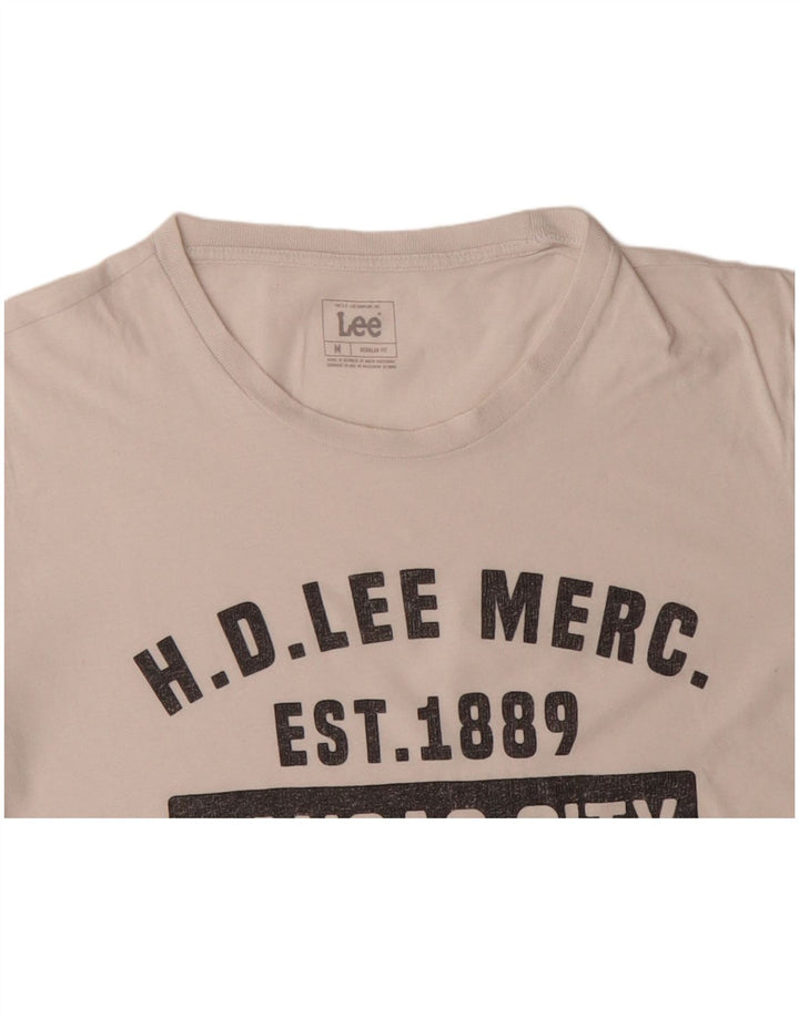 LEE Herre Regular Fit Grafisk T-shirt Top Medium Off White Bomuld