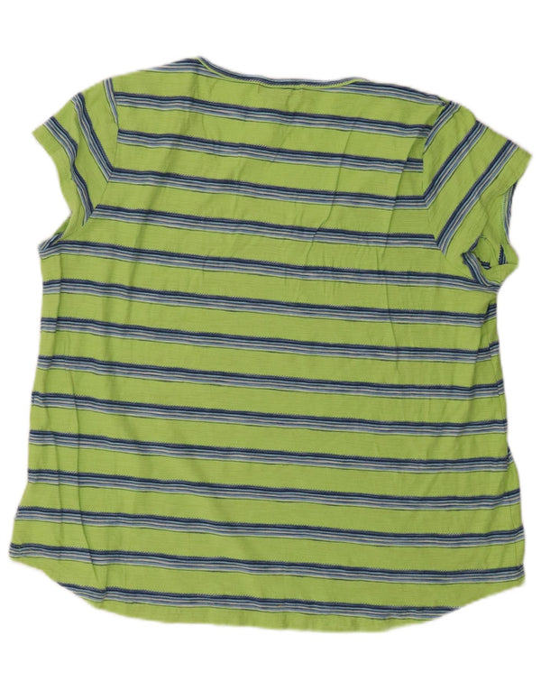 Chaps Dame T-Shirt Top UK 18 XL Grøn Stribet Bomuld