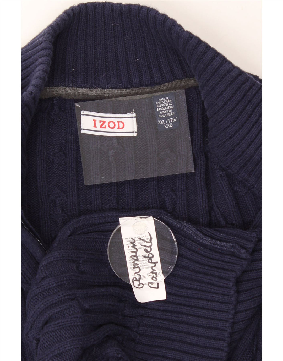 IZOD Mens Zip Neck Jumper Sweater 2XL Navy Blue Cotton Vintage Izod and Second-Hand Izod from Messina Hembry 