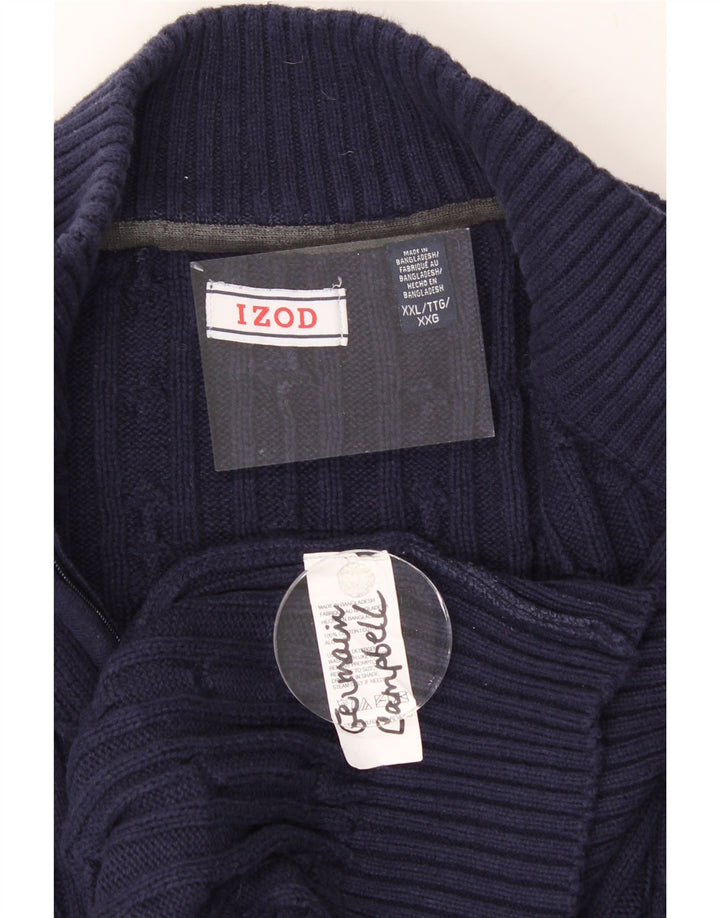 IZOD Mens Zip Neck Jumper Sweater 2XL Navy Blue Cotton Vintage Izod and Second-Hand Izod from Messina Hembry 