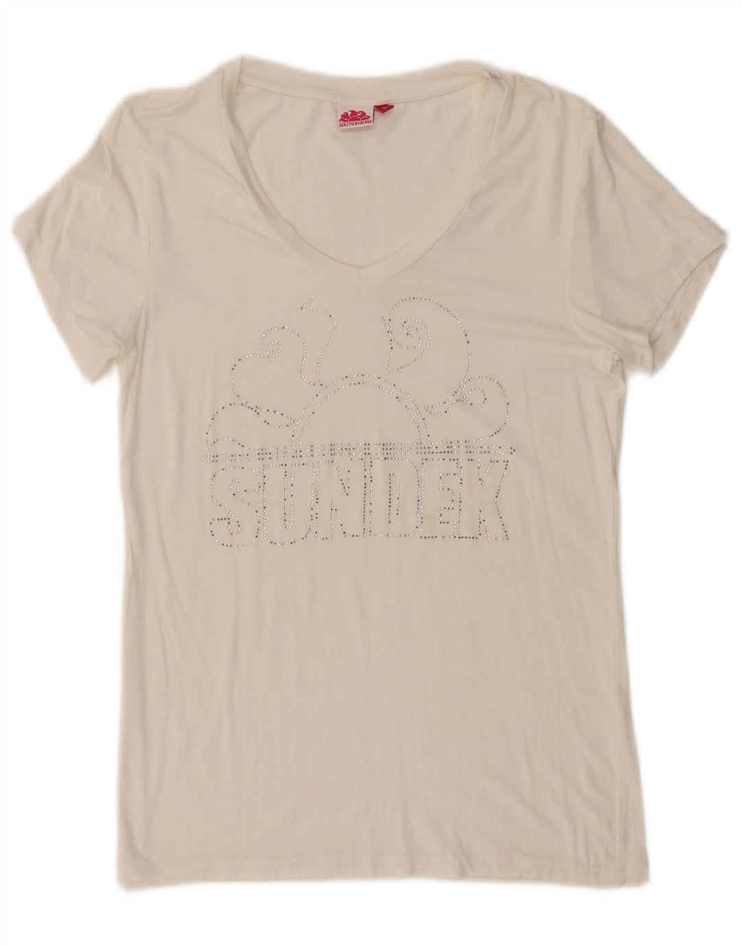 SUNDEK Dame Grafisk T-Shirt Top UK 14 Large White