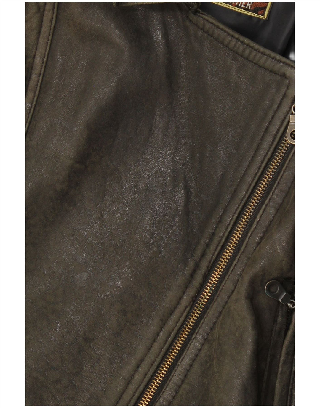 Vintage Dame Læder Oversized Biker Jacket UK 10 Lille brunt læder