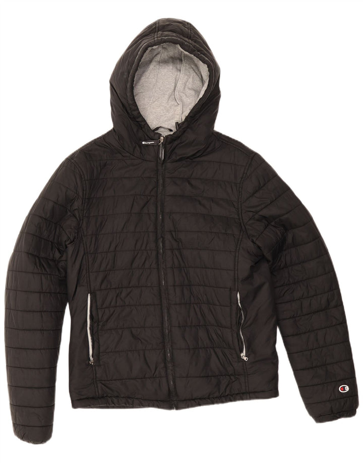 Champion Herre hættepolstret jakke UK 38 Medium Sort Polyamid