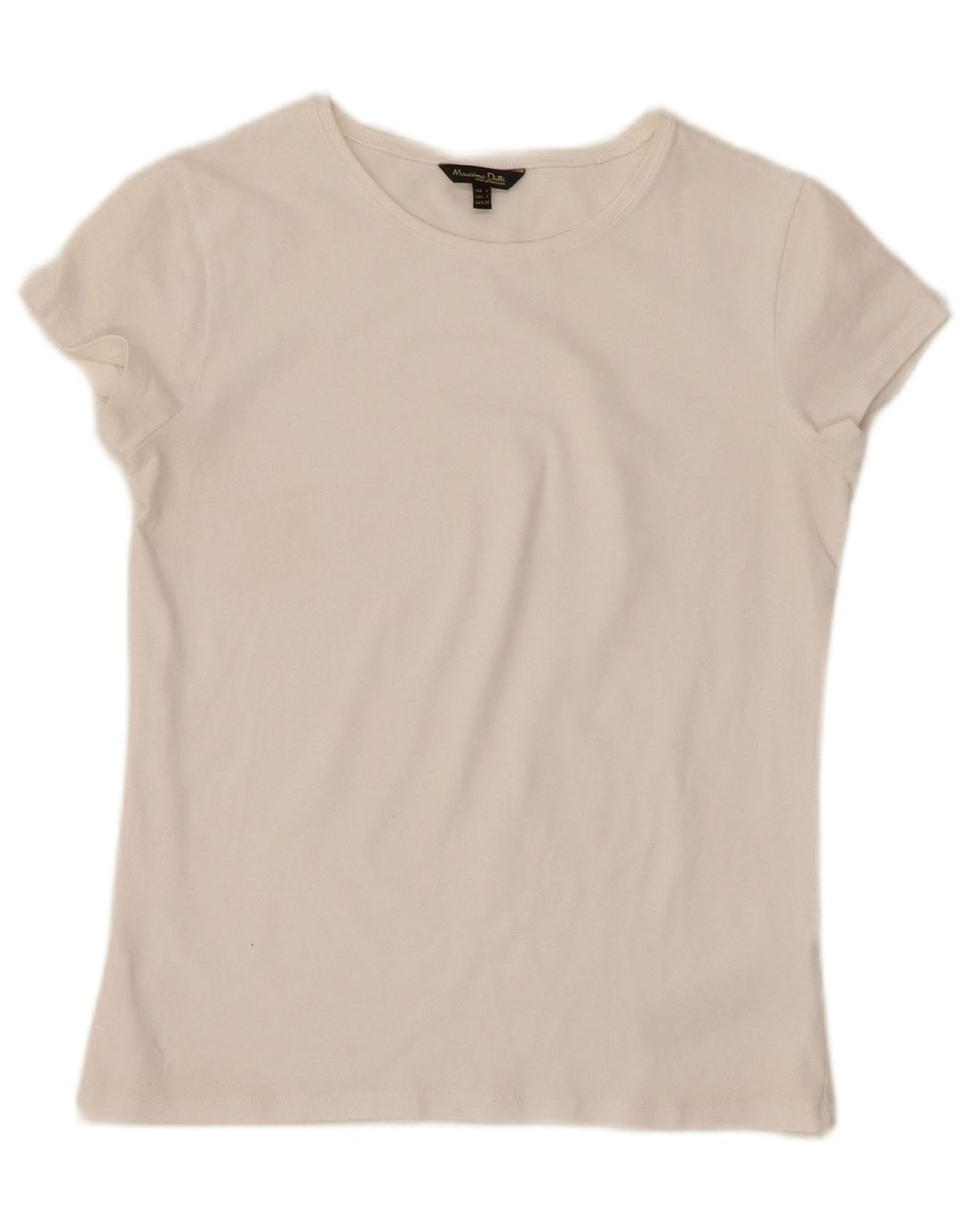 MASSIMO DUTTI Dame T-Shirt Top UK 8 Lille Hvid Bomuld