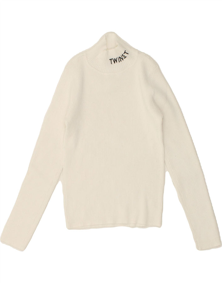 TWIN-SET Girls Turtle Neck Jumper Sweater 11-12 Years White Vintage Twin-Set and Second-Hand Twin-Set from Messina Hembry 