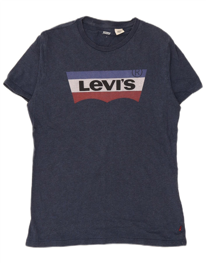 LEVI'S Herre grafisk T-shirt Top Lille marineblå bomuld