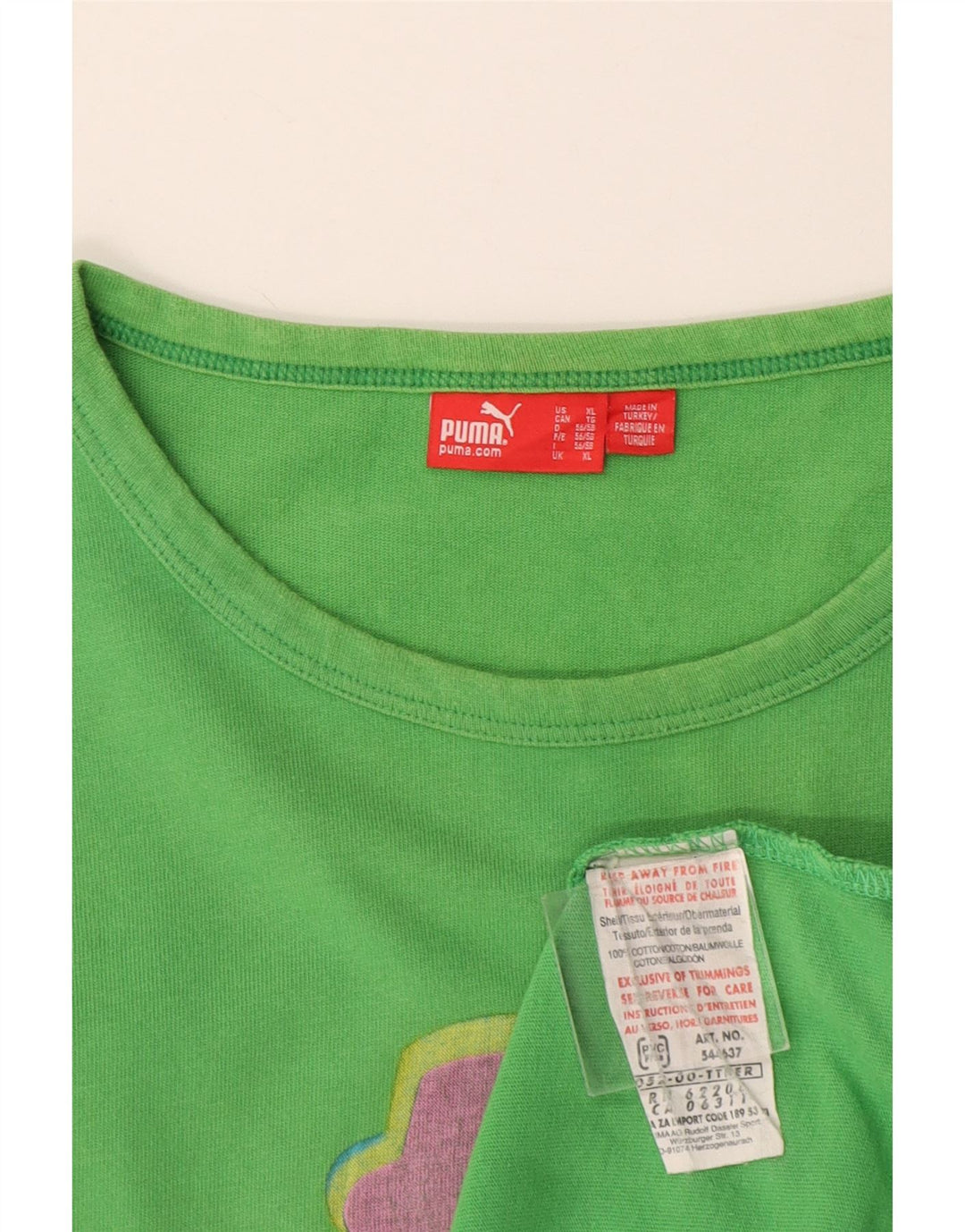 Puma Herre Grafisk T-Shirt Top XL Grøn Bomuld