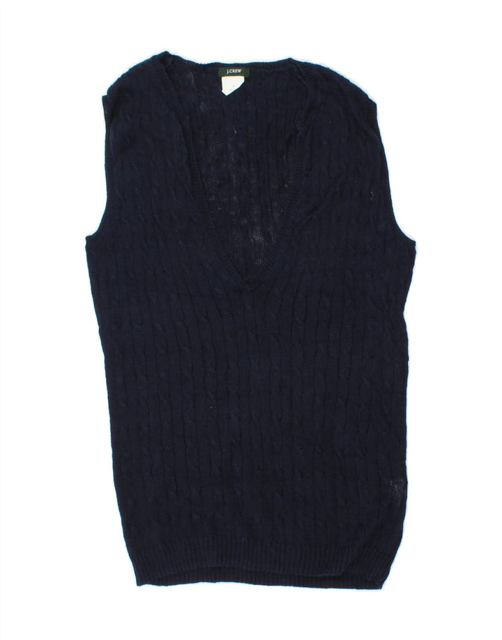 J. CREW Womens Vest Tank Top UK 8 Small Navy Blue Linen Vintage J. Crew and Second-Hand J. Crew from Messina Hembry 